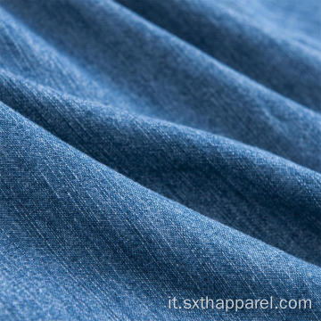 Camicia di jeans comoda blu a maniche lunghe da uomo di moda